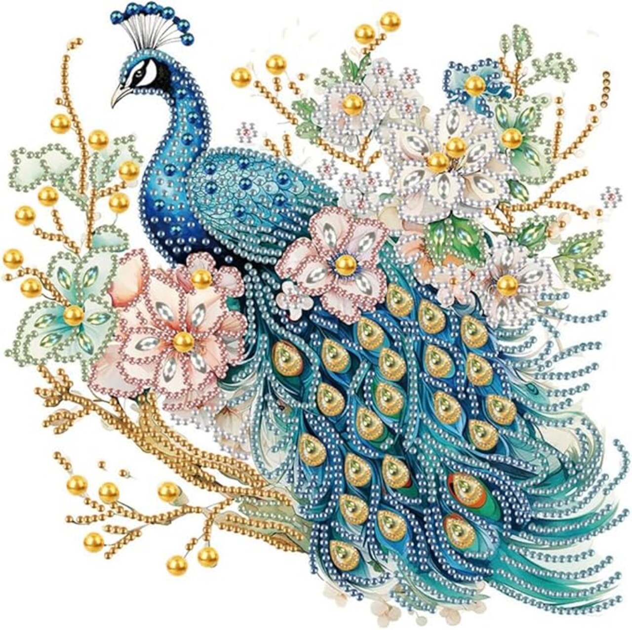 5D Special Shape Diamond Art Kits for Beginners, Diamond Painting Kits for Adults Peacock, Crystal Rhinestones Diamond Painting for Home Wall Decoration Gift 12×12inch/30×30cm, Flower